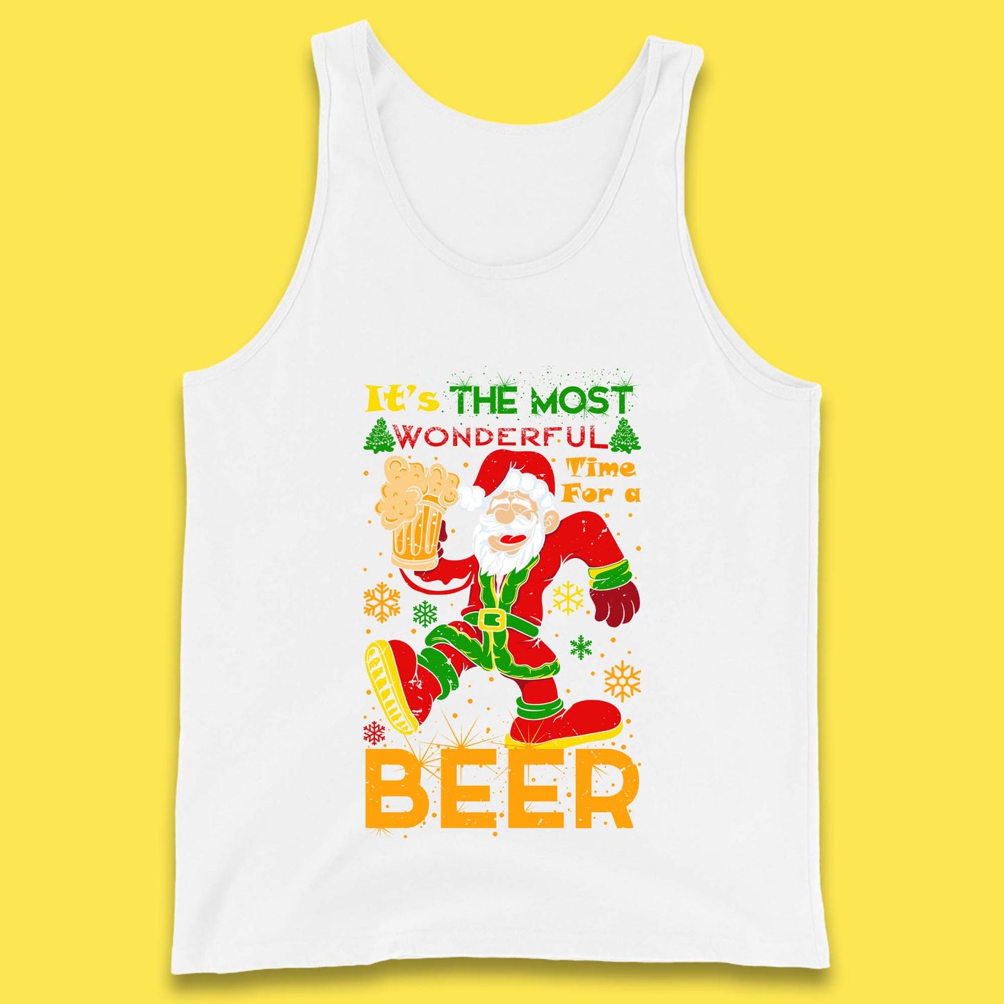 santa drink beer tank top