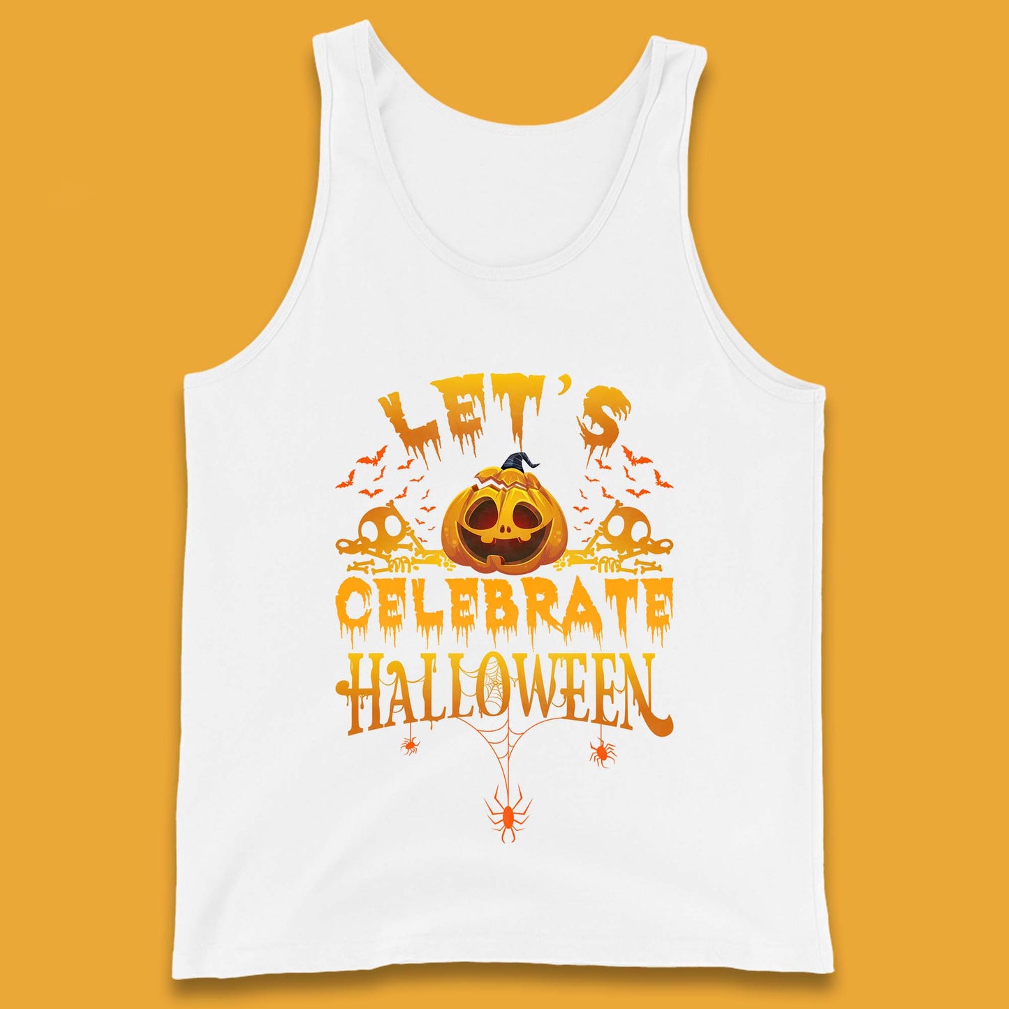 Let's Celebrate Halloween Horror Evil Pumpkin Scary Spooky Tank Top