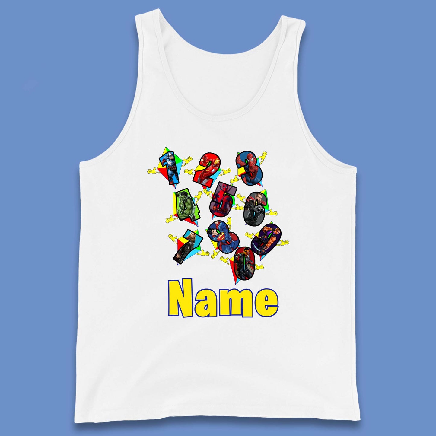 Personalised Number Day Superheroes Superheroes Tank Top