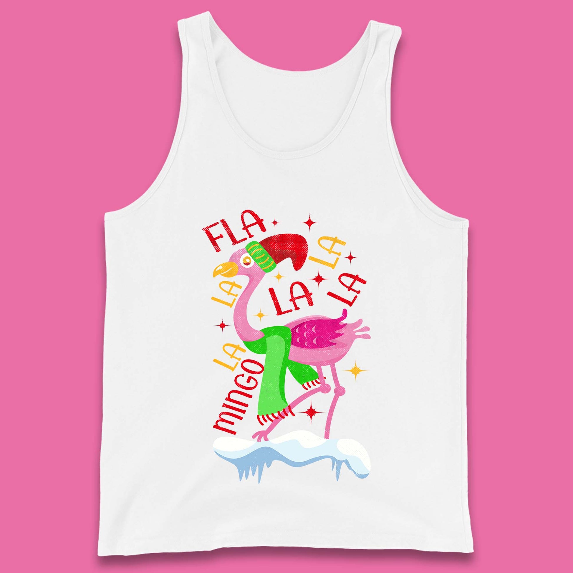 pink flamingo christmas tank top