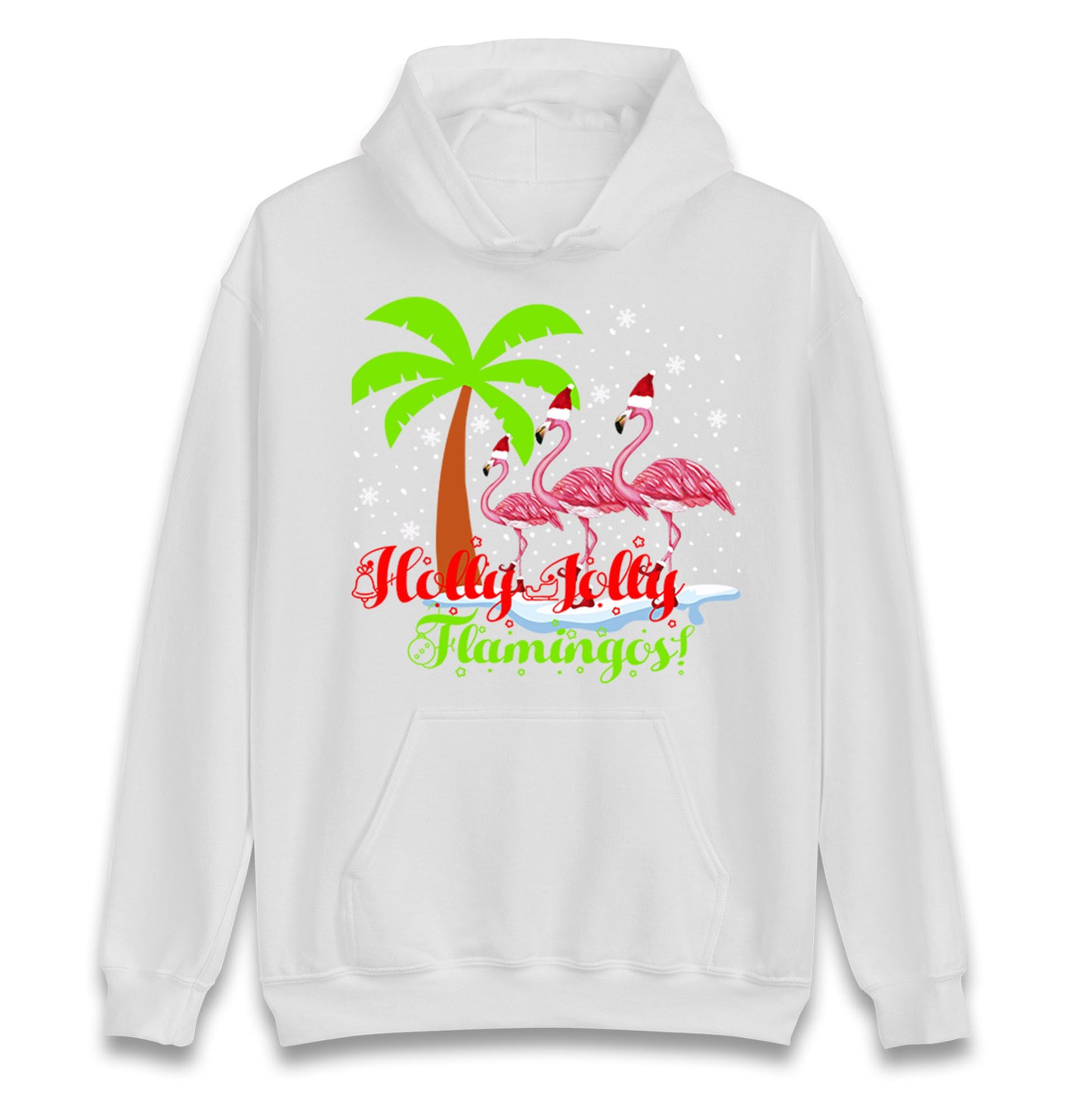 Holly Jolly Flamingos Christmas Unisex Hoodie