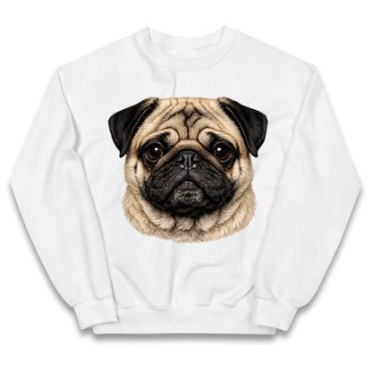 Pug Dog Face Kids Jumper