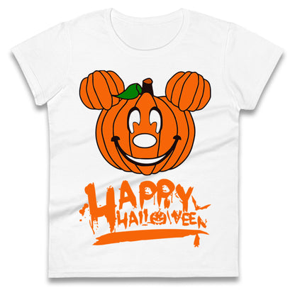 Mickey Mouse Pumpkin Happy Halloween Womens t shirts