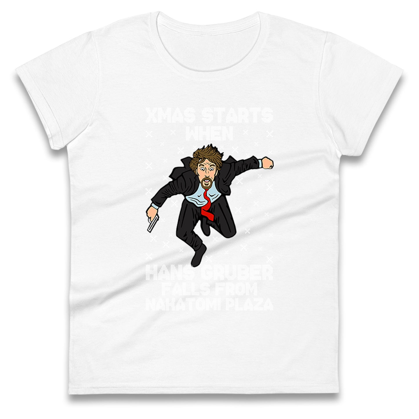 hans gruber falling womens t shirt
