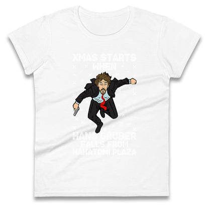 hans gruber falling womens t shirt