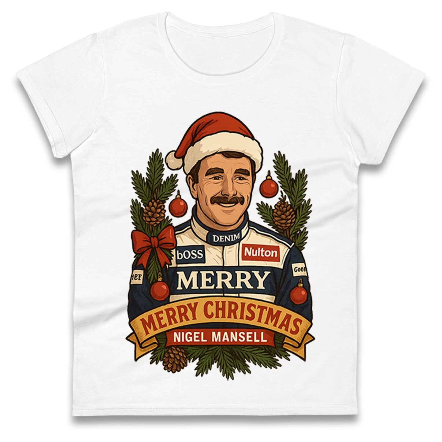 Nigel Mansell Christmas Ladies T Shirt 