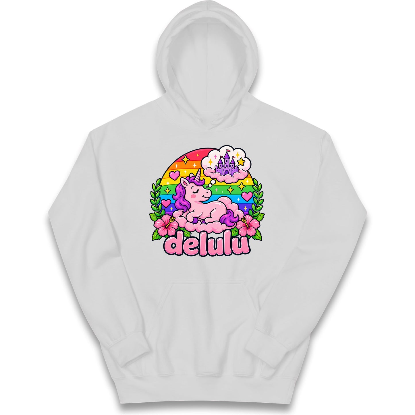 Delulu Unicorn Kids Hoodie