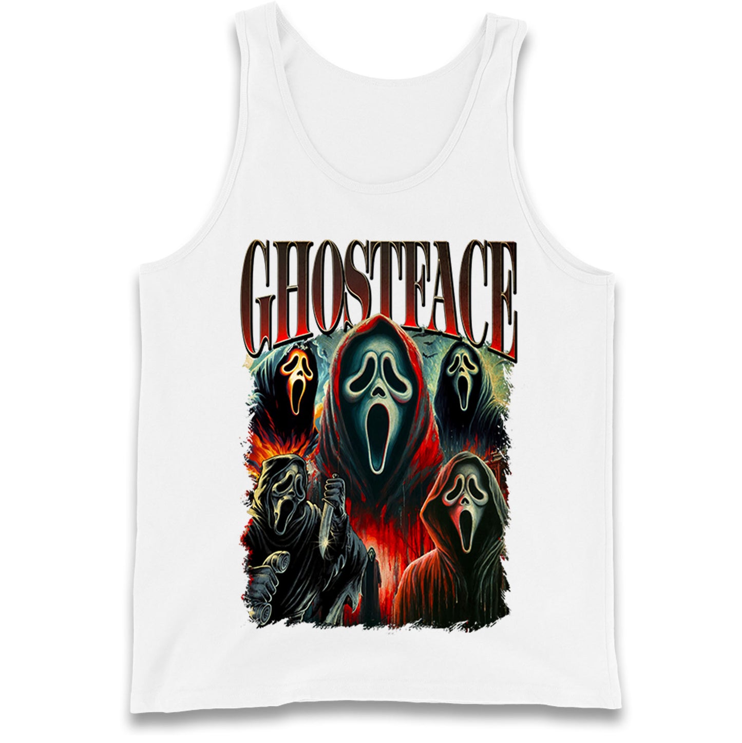 Ghost Face Halloween Bootleg Tank Top
