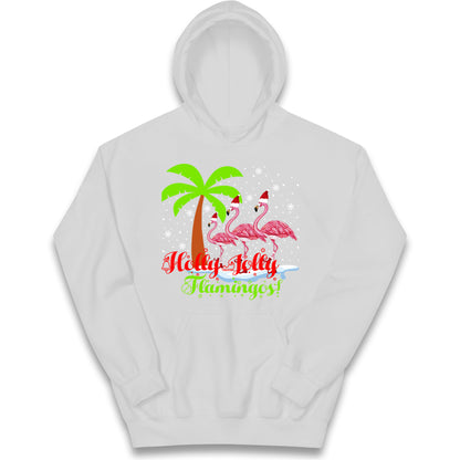 Holly Jolly Flamingos Christmas Kids Hoodie