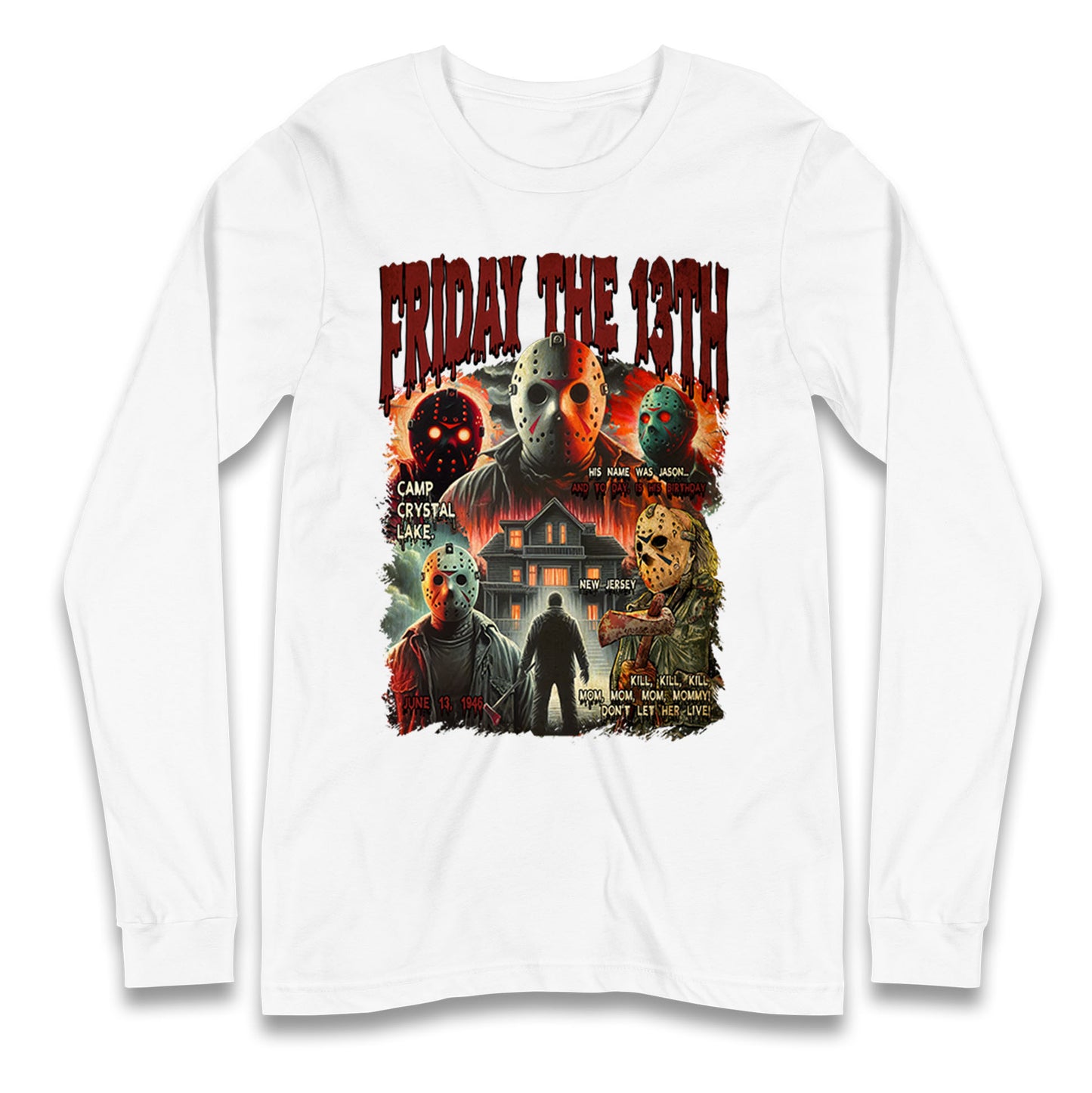Jason voorhees Friday The 13th horror Halloween Bootleg Long Sleeve T Shirt
