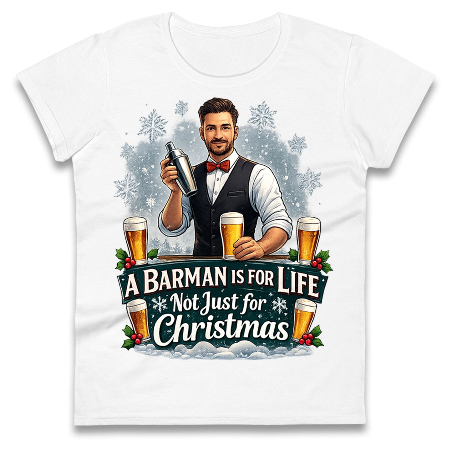 Barman Christmas Ladies T Shirt