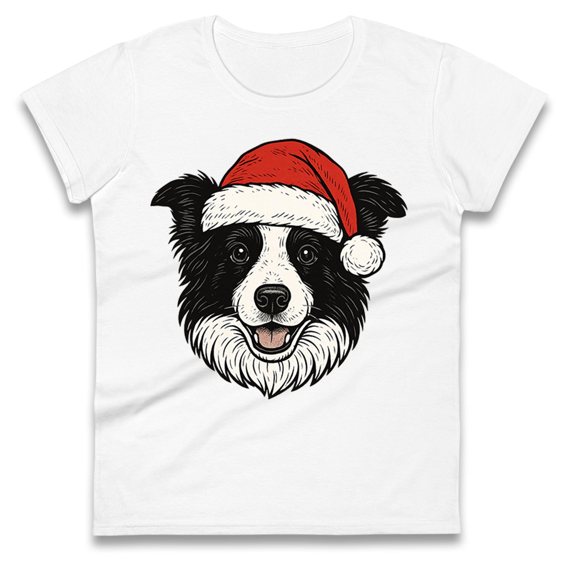Border Collie Christmas Ladies T Shirt