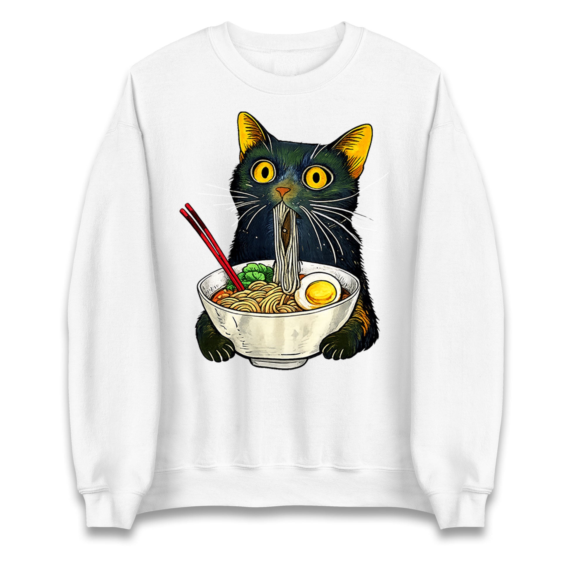 Ramen Noodle Black Cat Foodie Lover Meme Jumper