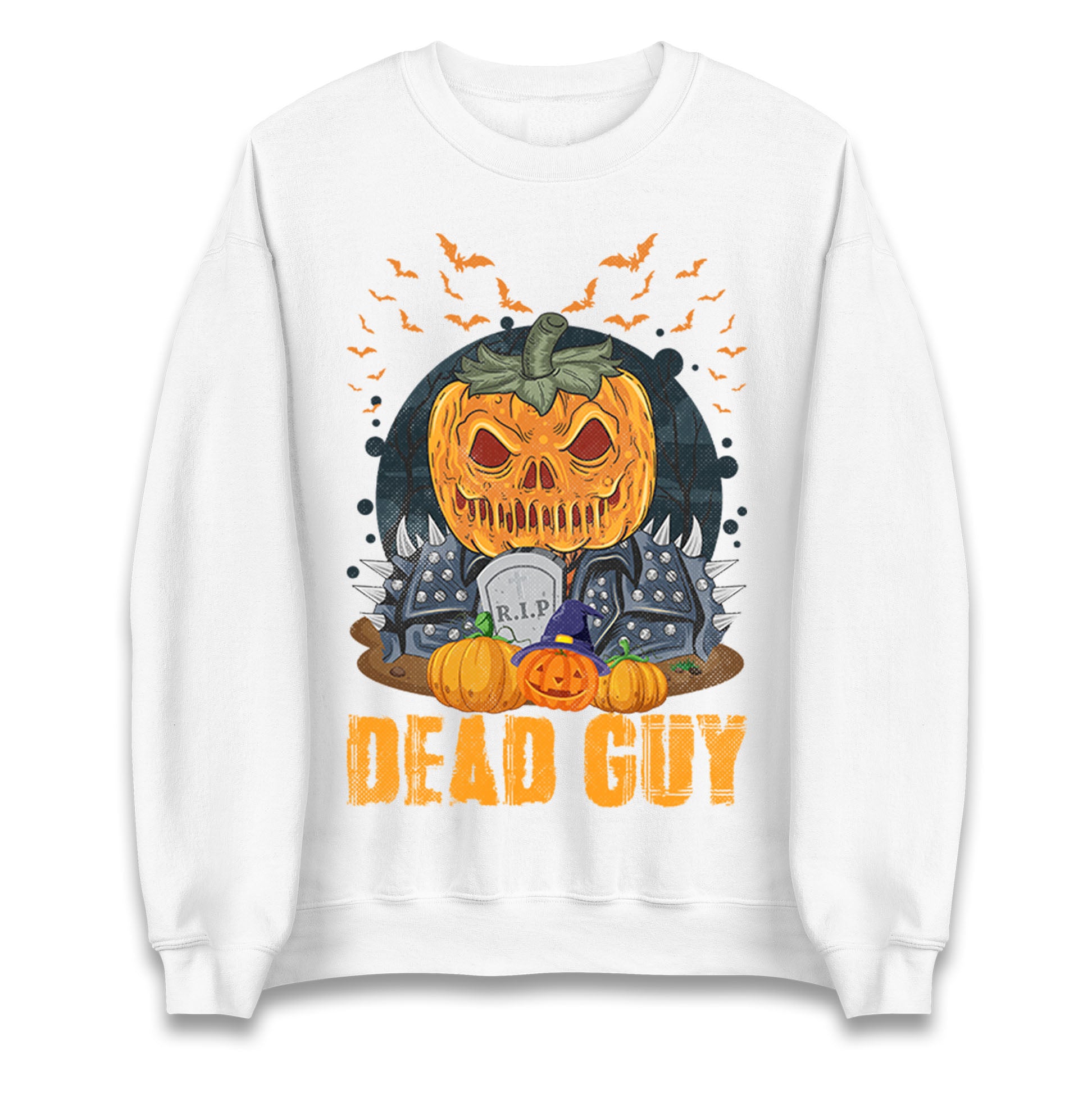 Scary Pumpkin Dead Guy Halloween Sweatshirt
