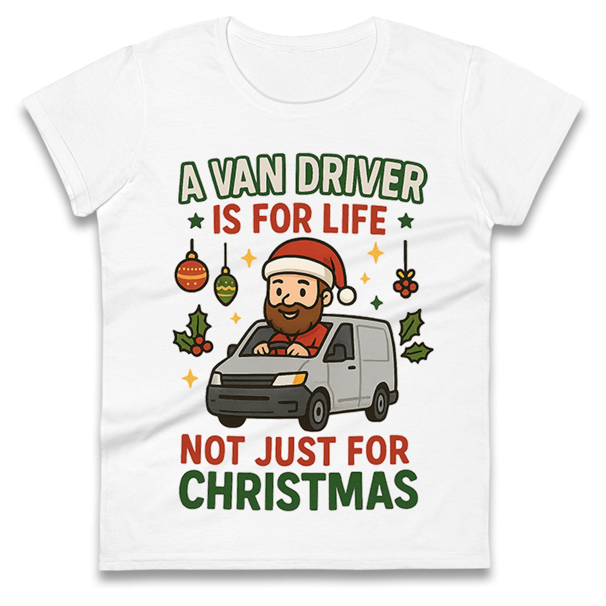 Van Driver Christmas Ladies T Shirt