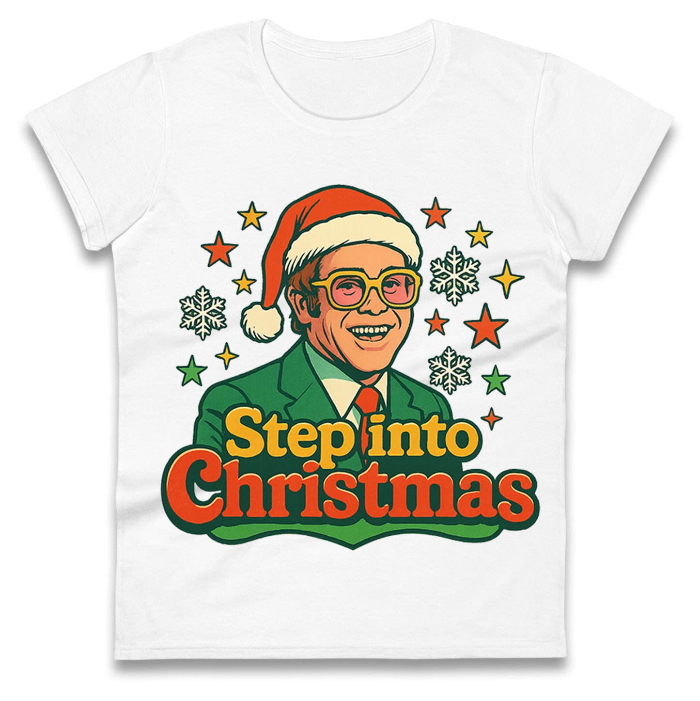 Elton John Christmas Ladies T Shirt 