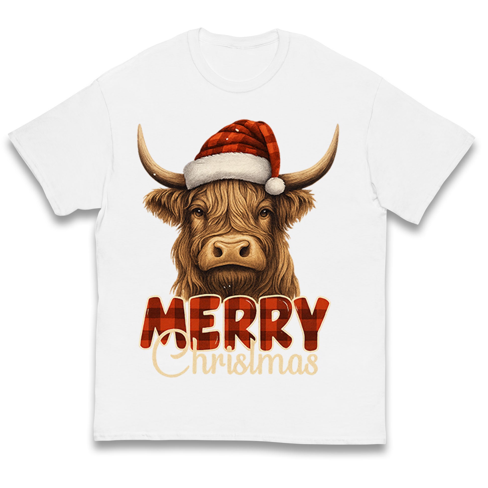 Highland Cow Christmas Kids T Shirt
