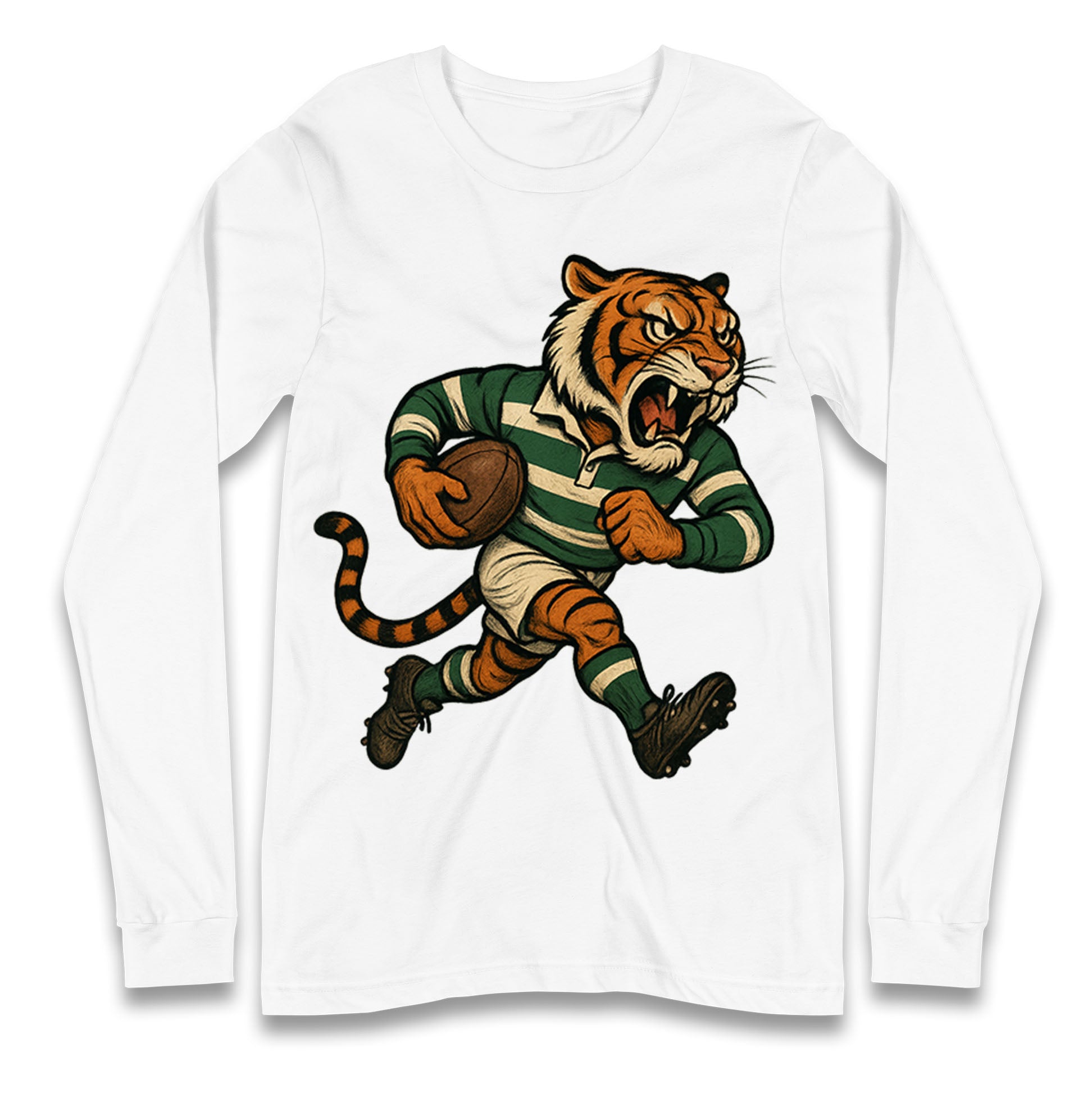 Retro Leicester Tigers Rugby Union Longsleeve T Shirt