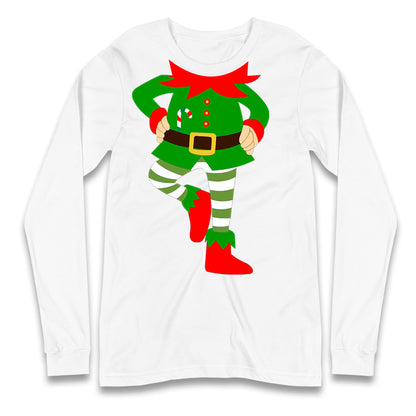 Personalise Christmas Party Wear Elf Long Sleeve T Shirt