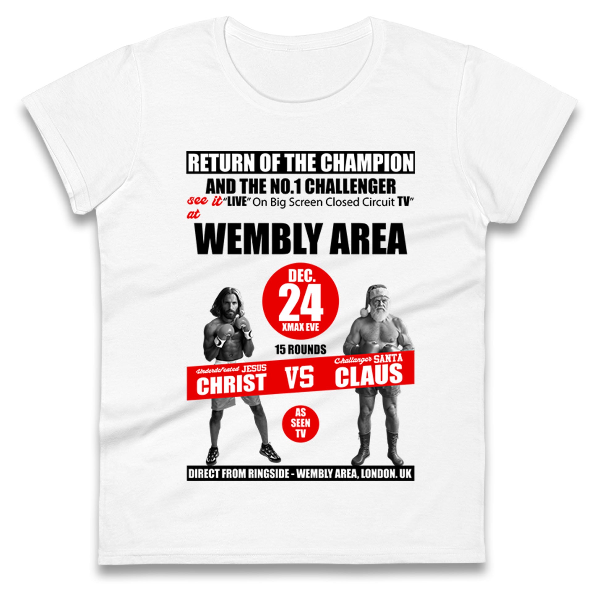 Jesus Christ Vs Santa Claus Ladies T Shirt