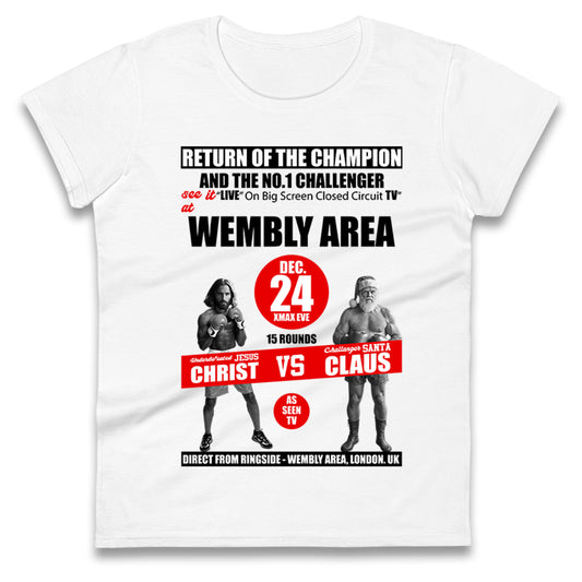 Jesus Christ Vs Santa Claus Ladies T Shirt