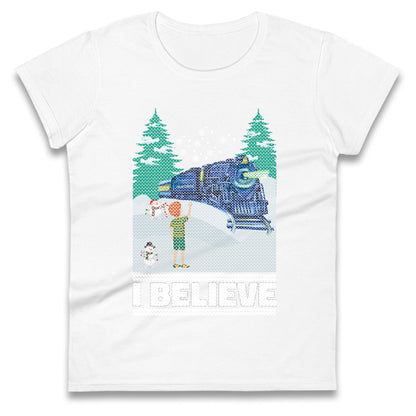 I Beleive Polar Express Christmas Womens t shirt