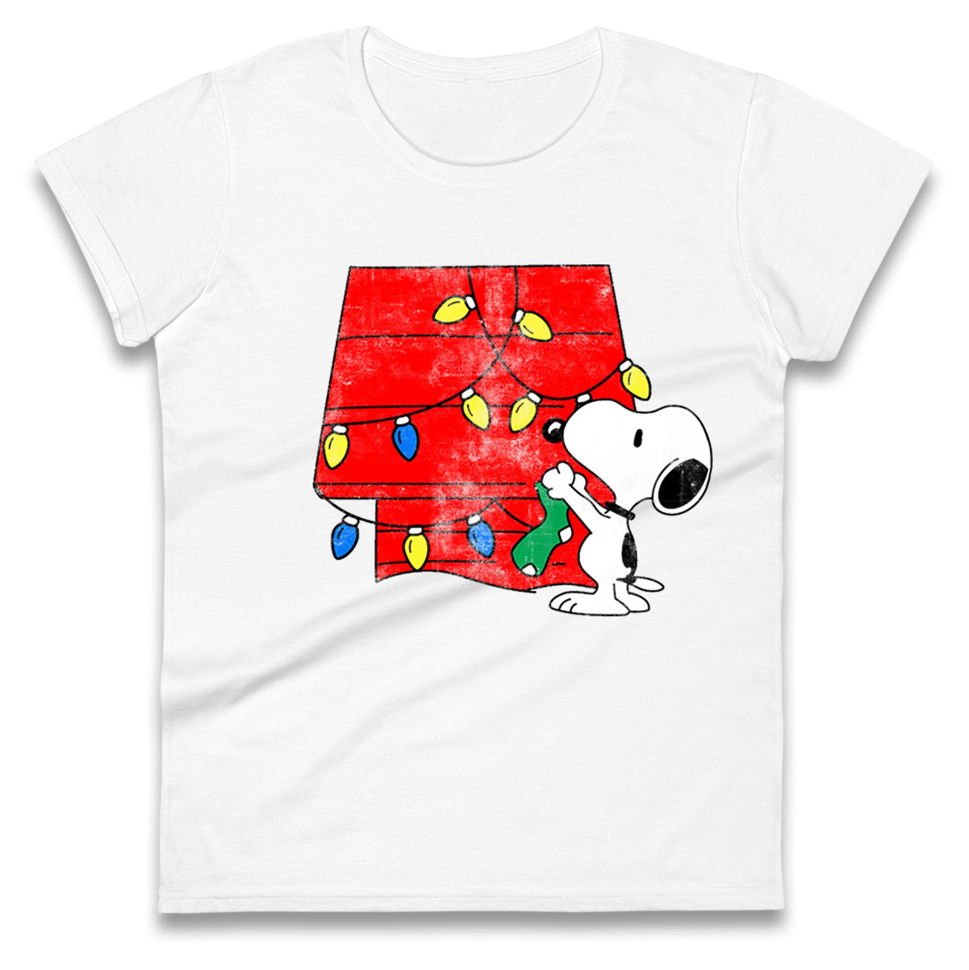 snoopy lighting house christmas womens top