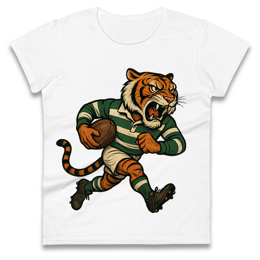 Retro Leicester Tigers Rugby Union Ladies T Shirt