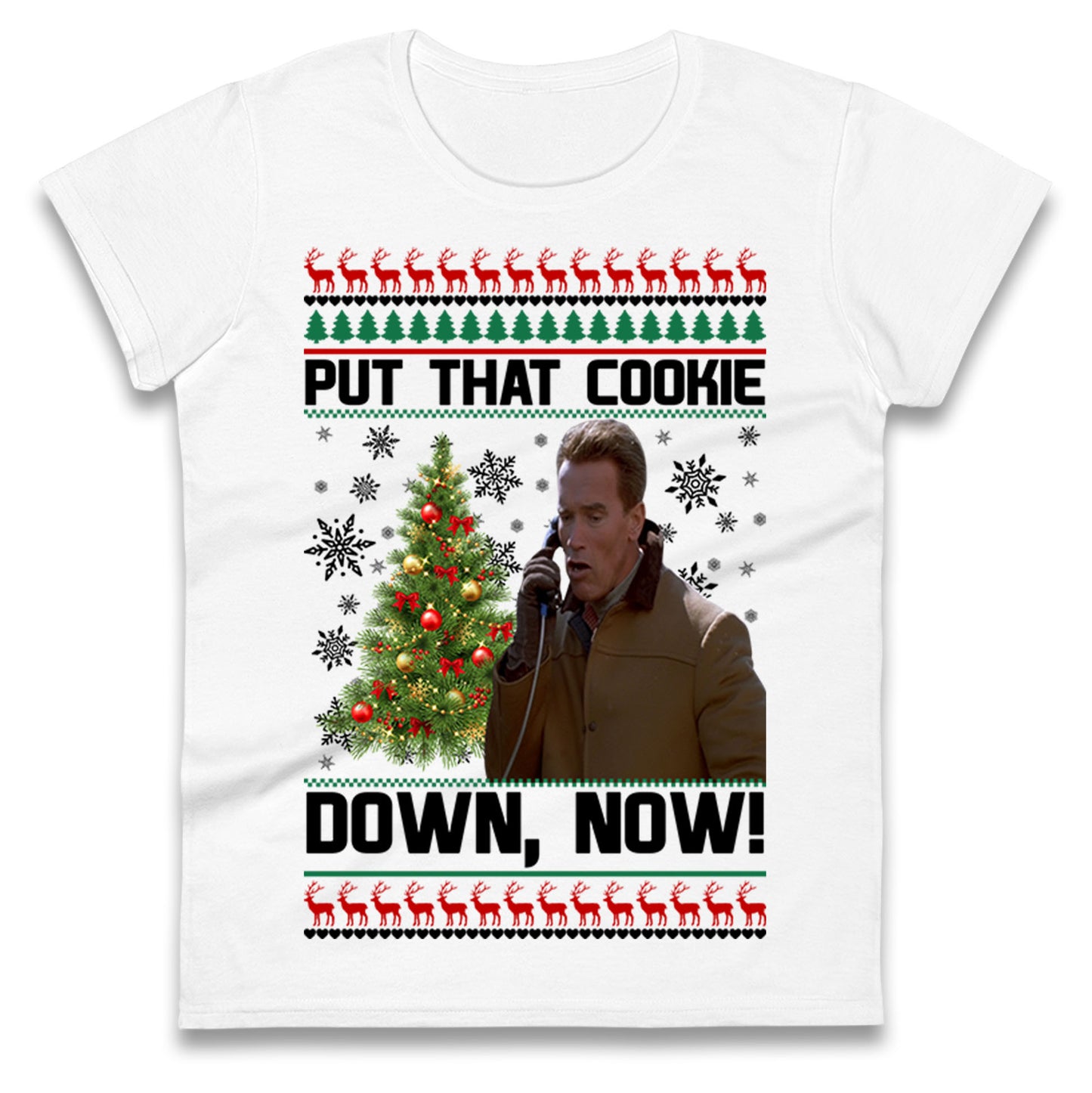 Arnie Christmas Ladies T Shirt