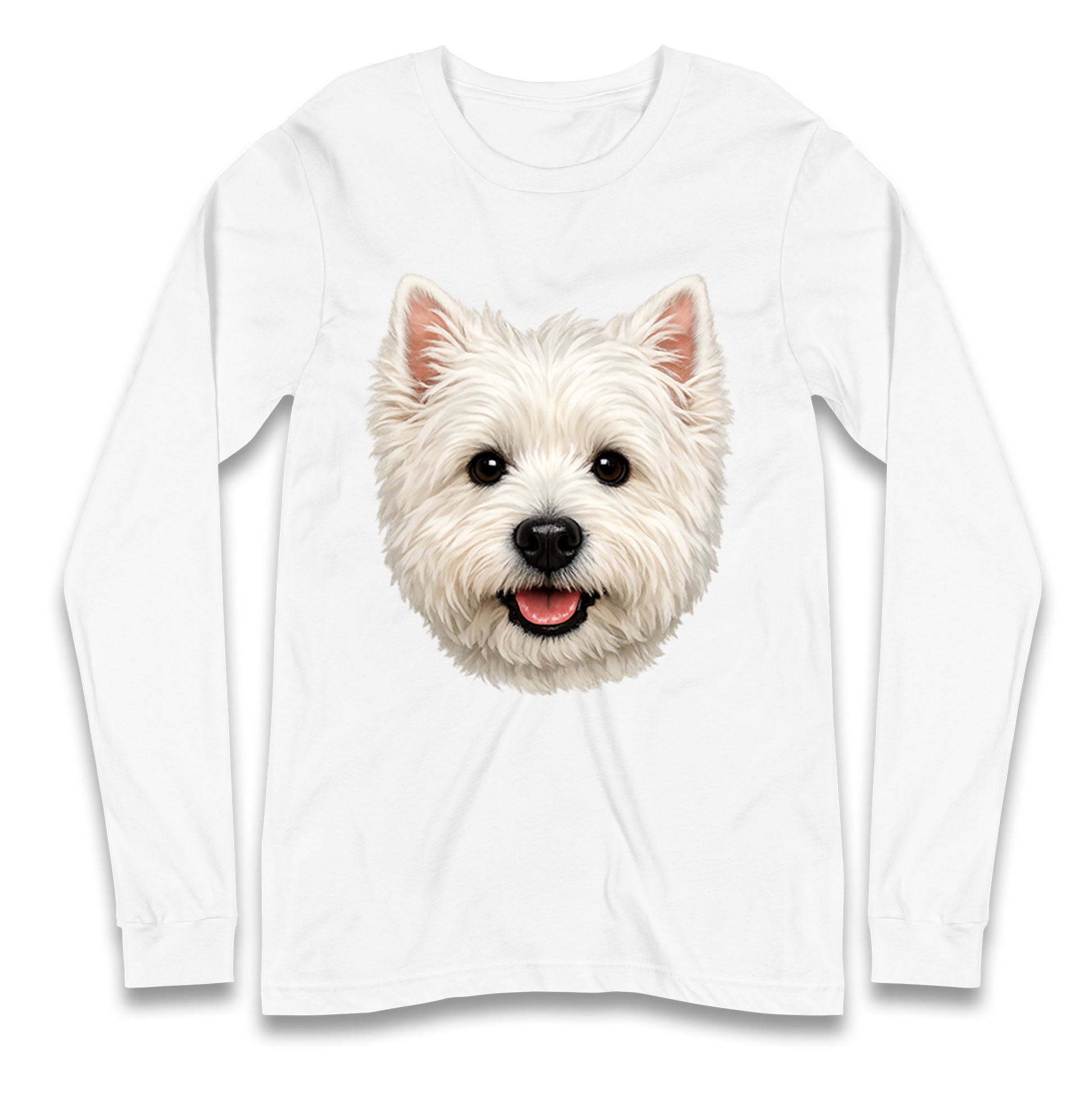 West Highland White Terrier Dog Face Longsleeve T Shirt
