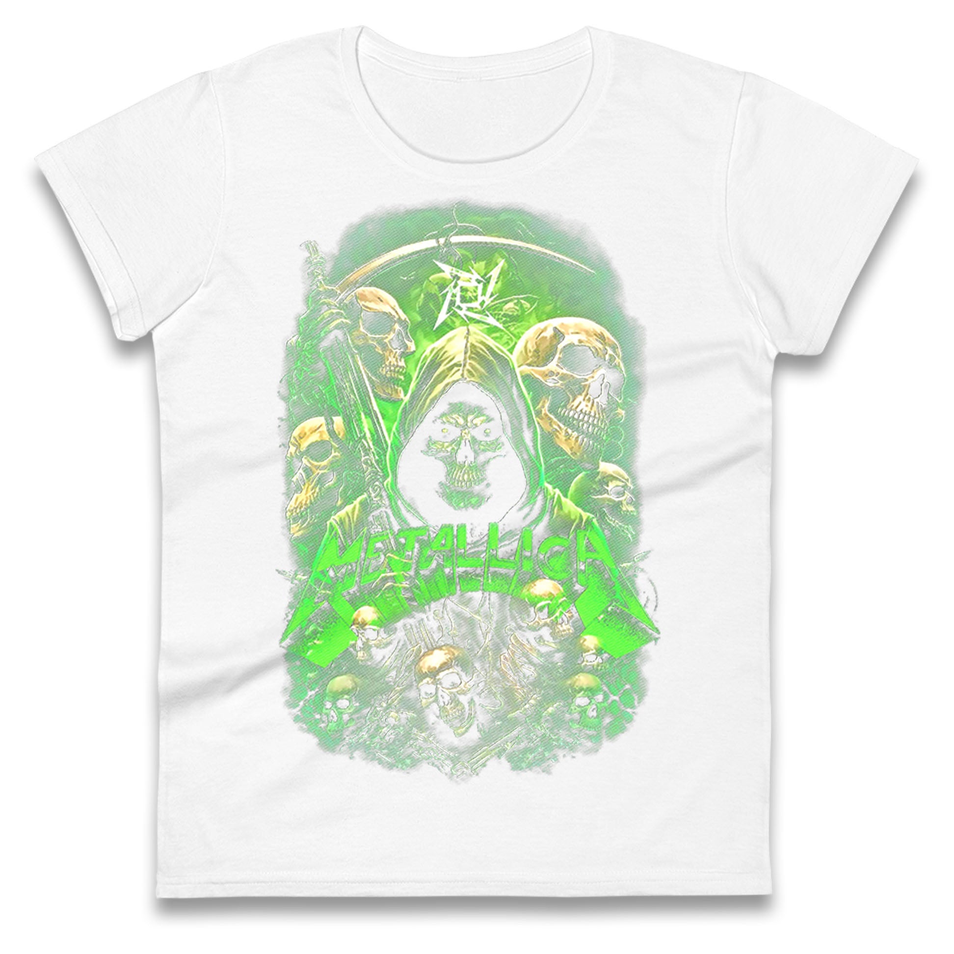 Metallica Green Skulls Ladies T Shirt