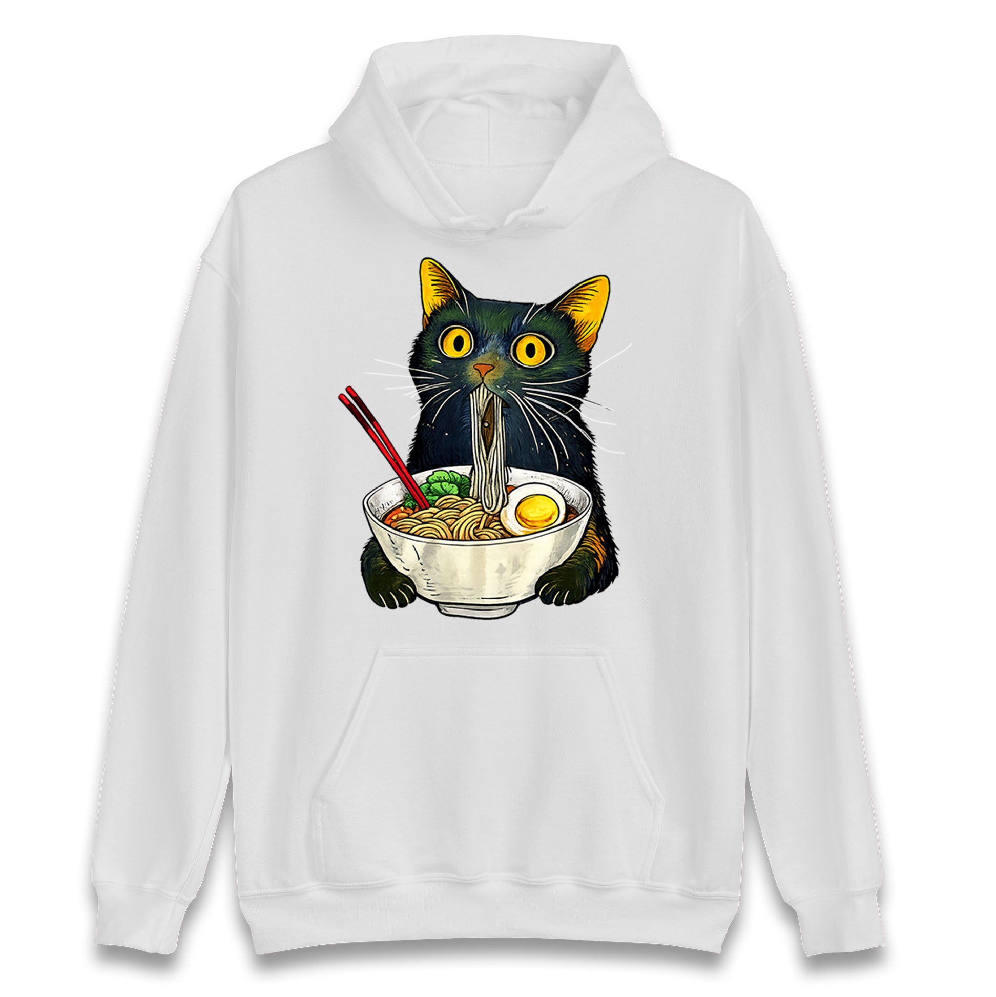 Ramen Noodle Black Cat Foodie Lover Meme Hoodie