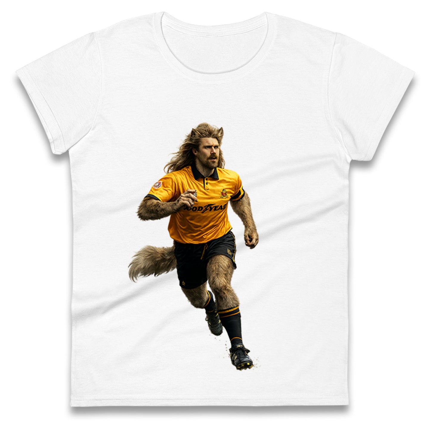Retro John The Wolf Wolves Football Ladies T Shirt 