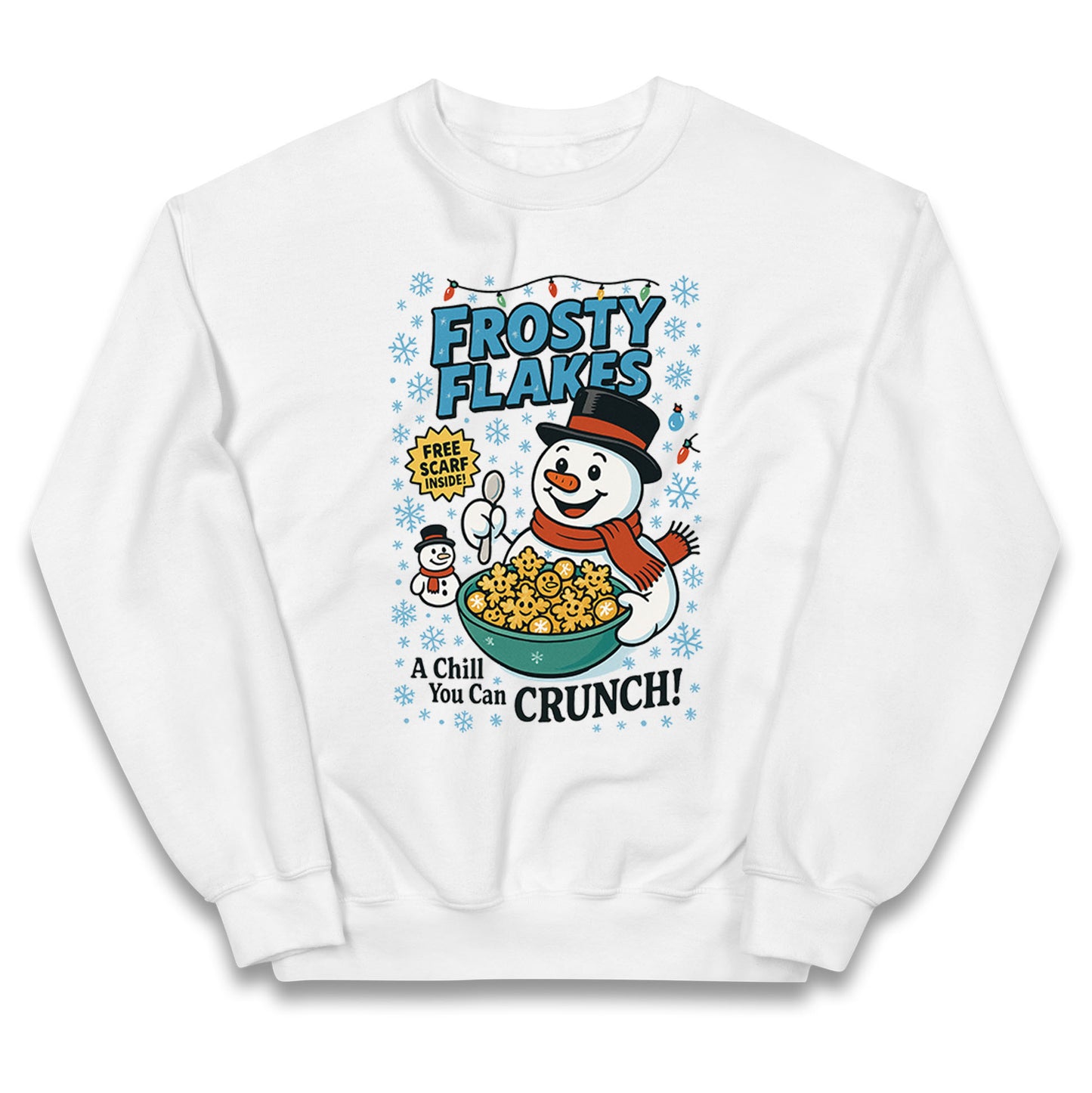 Frosty Flakes Snowman Christmas Kids Jumper