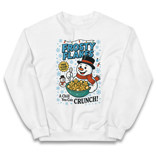 Frosty Flakes Snowman Christmas Kids Jumper