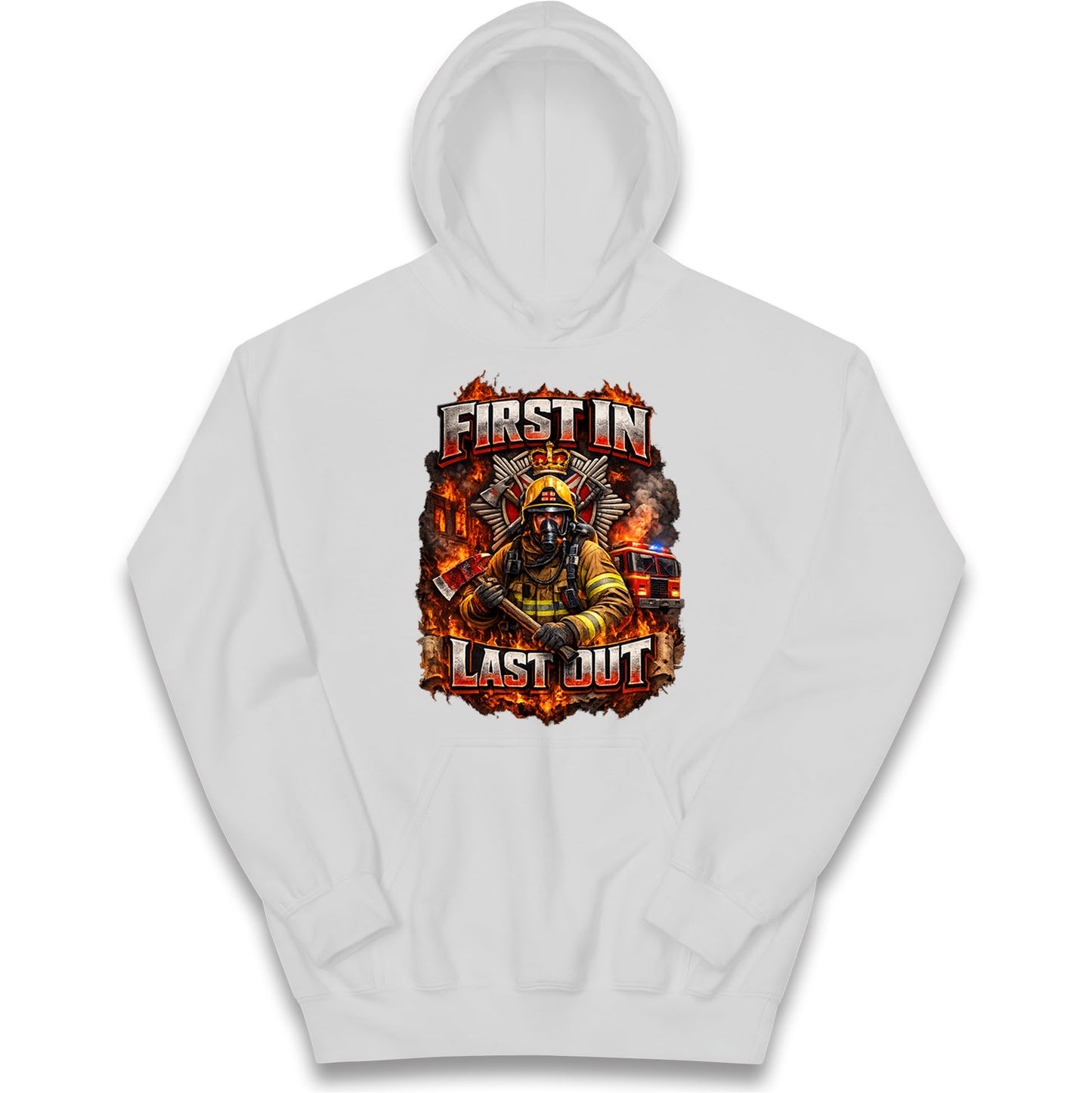 Firefighter First in Last Out Kids Hoodie