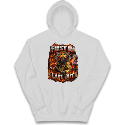 Firefighter First in Last Out Kids Hoodie