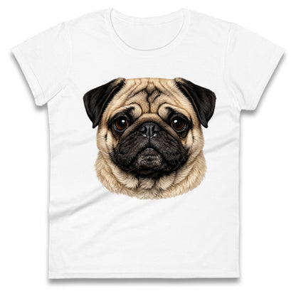 Pug Dog Face Ladies T Shirt