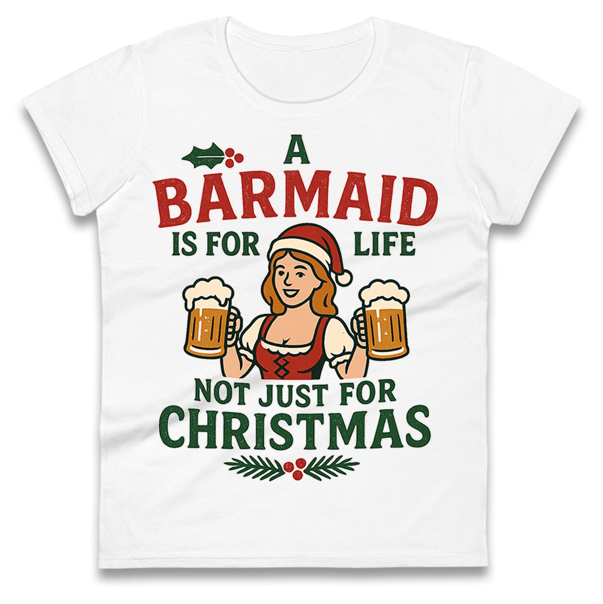 Barmaid Xmas Ladies T Shirt
