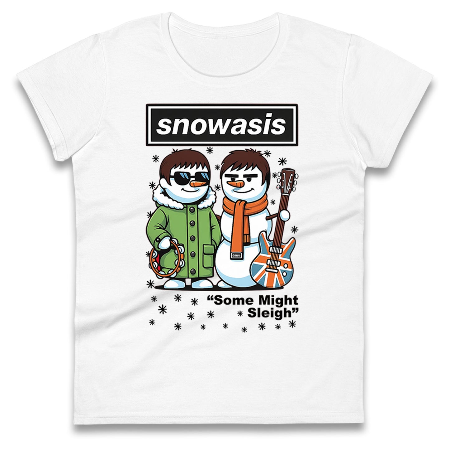 Snowasis Might Sleigh Xmas Music Band  Ladies T Shirt 