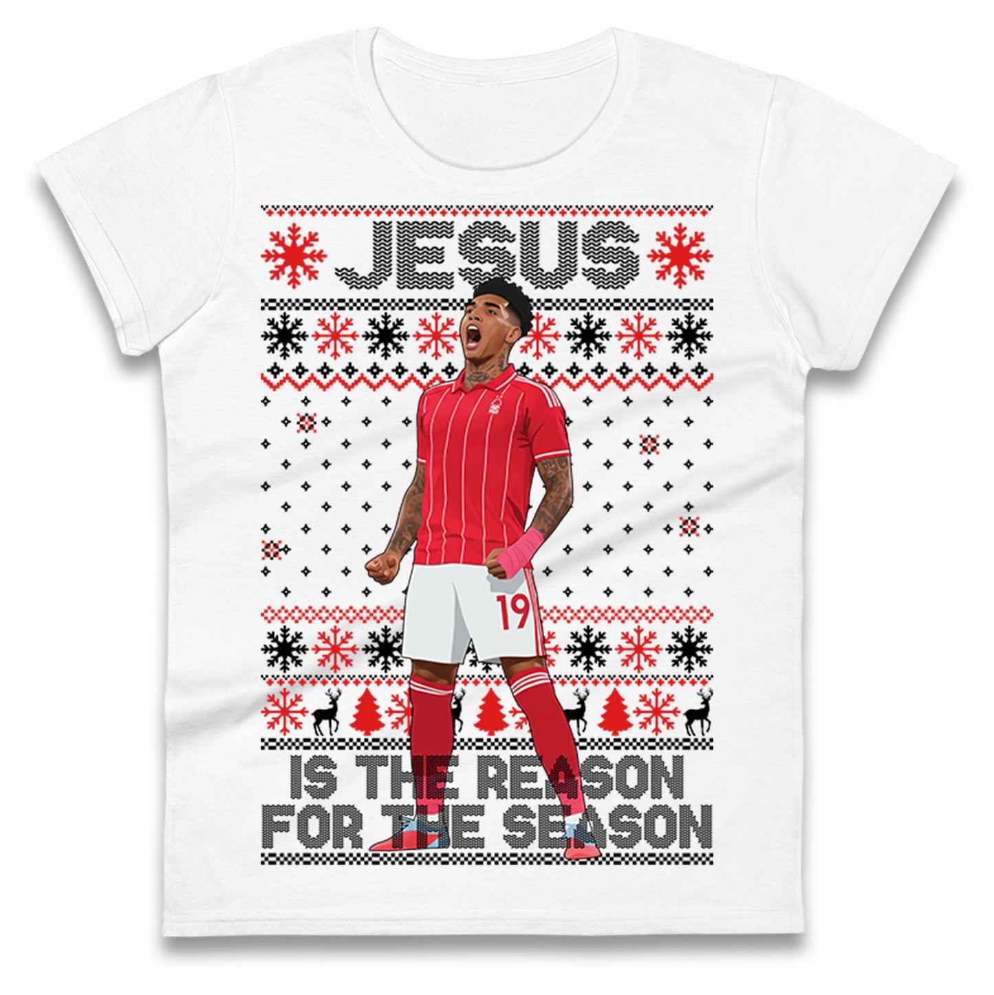 Nottm Forest FC Christmas Ladies T Shirt
