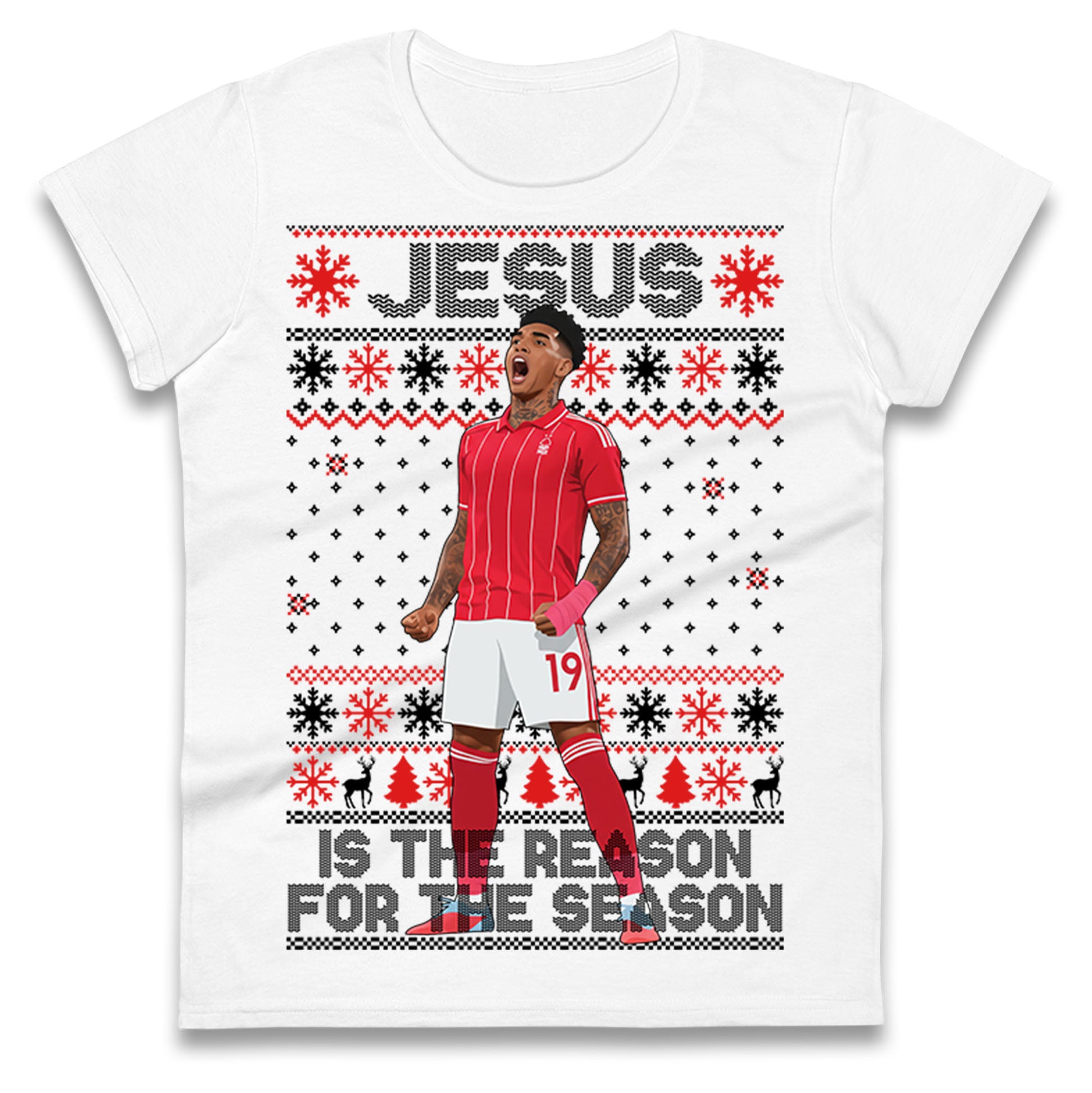 Nottm Forest FC Christmas Ladies T Shirt