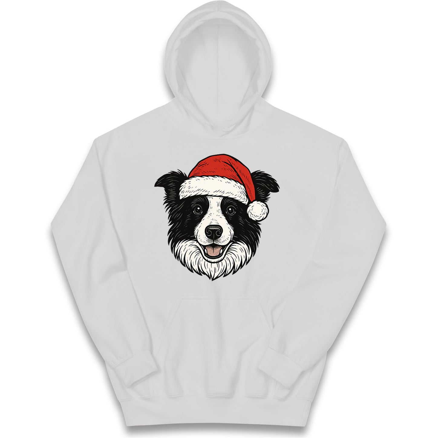 Border Collie Face Christmas Kids Hoodie