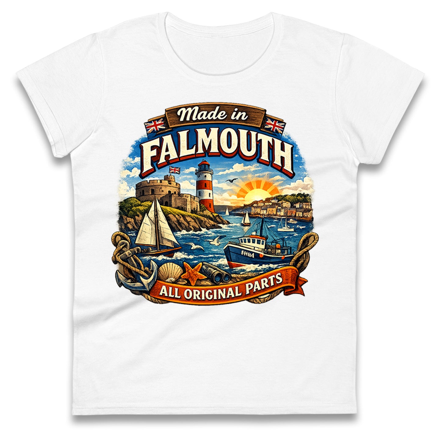 Made In Falmouth All Original Parts Ladies T Shirt