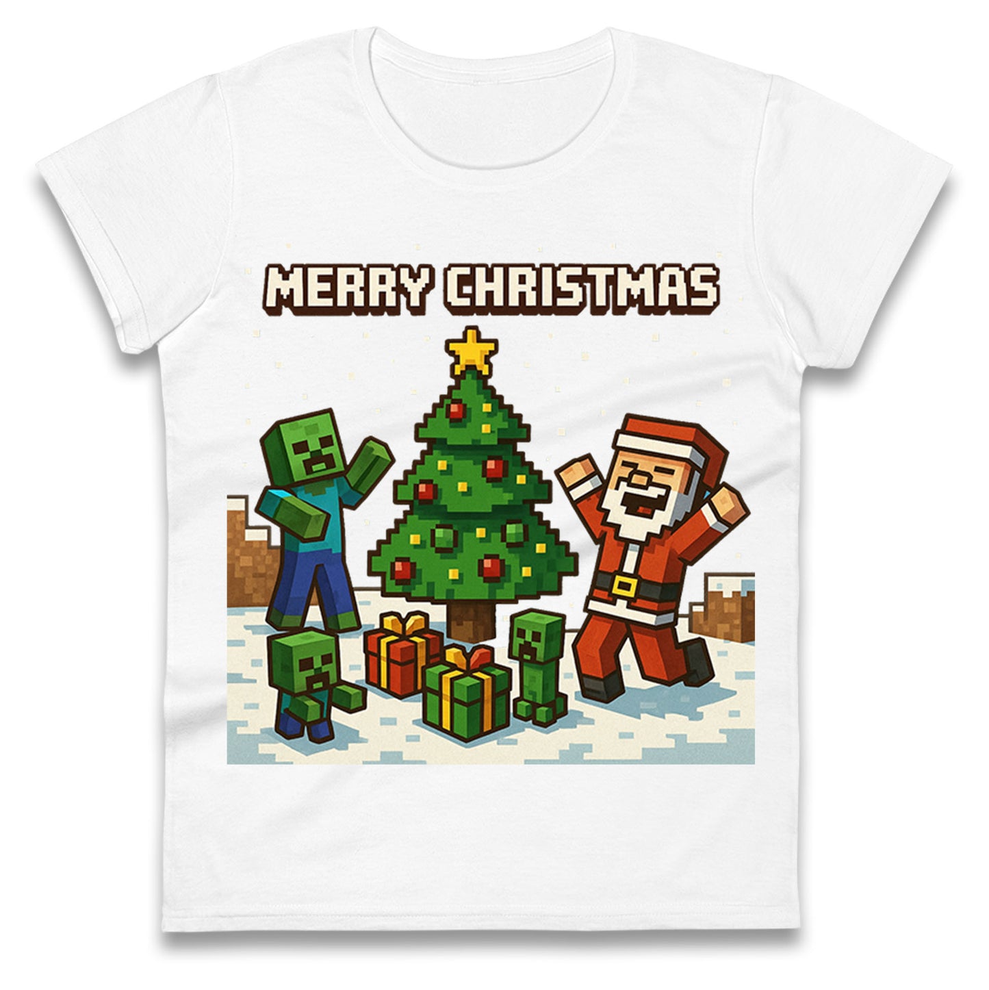 Minecraft Christmas Ladies T Shirt 