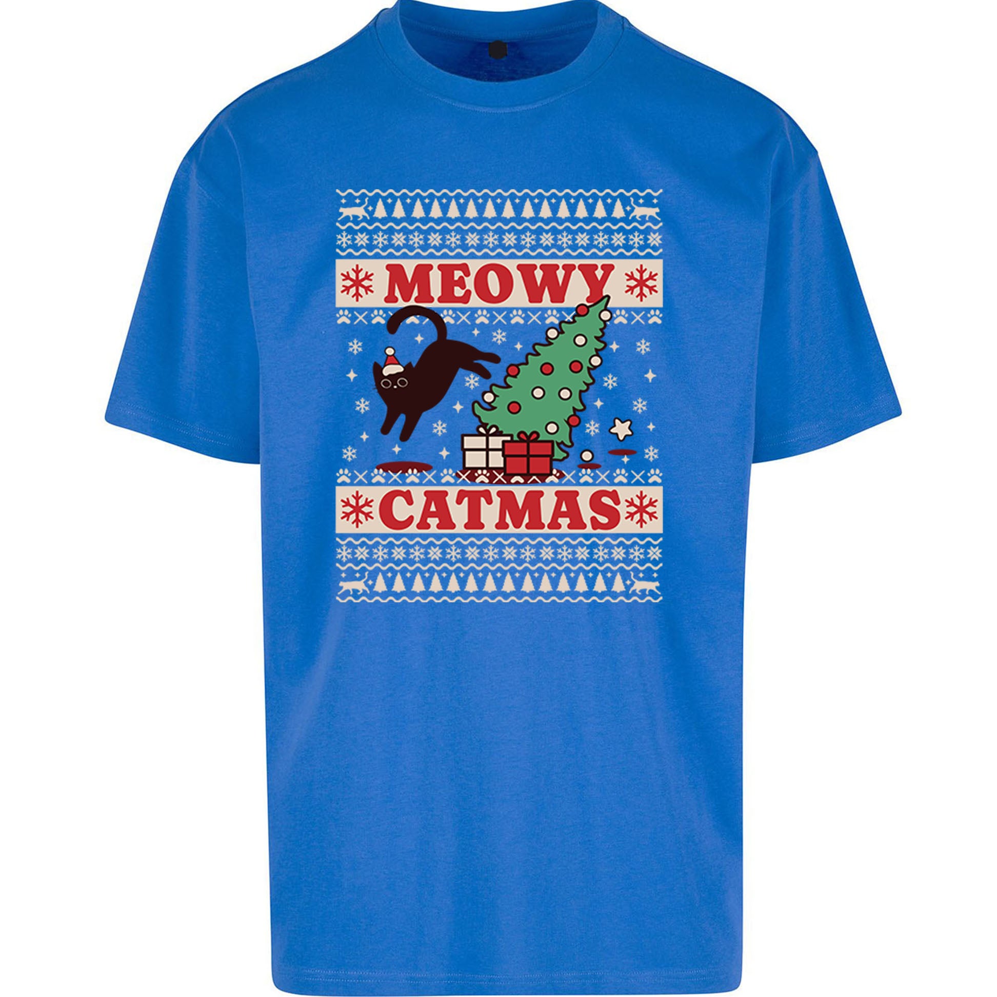 Christmas Cat Oversized T Shirt