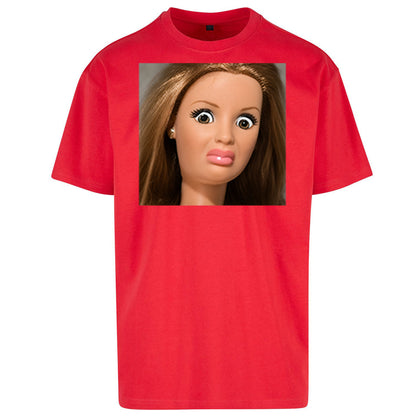 Funny Distressed Doll Face Meme Oversized T Shirt