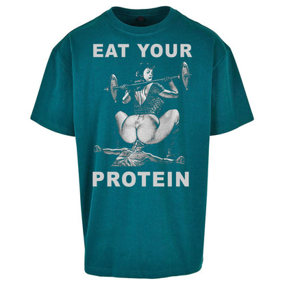 Breakfast Of Champions Eat Your Protein SarcasticOversized T Shirt