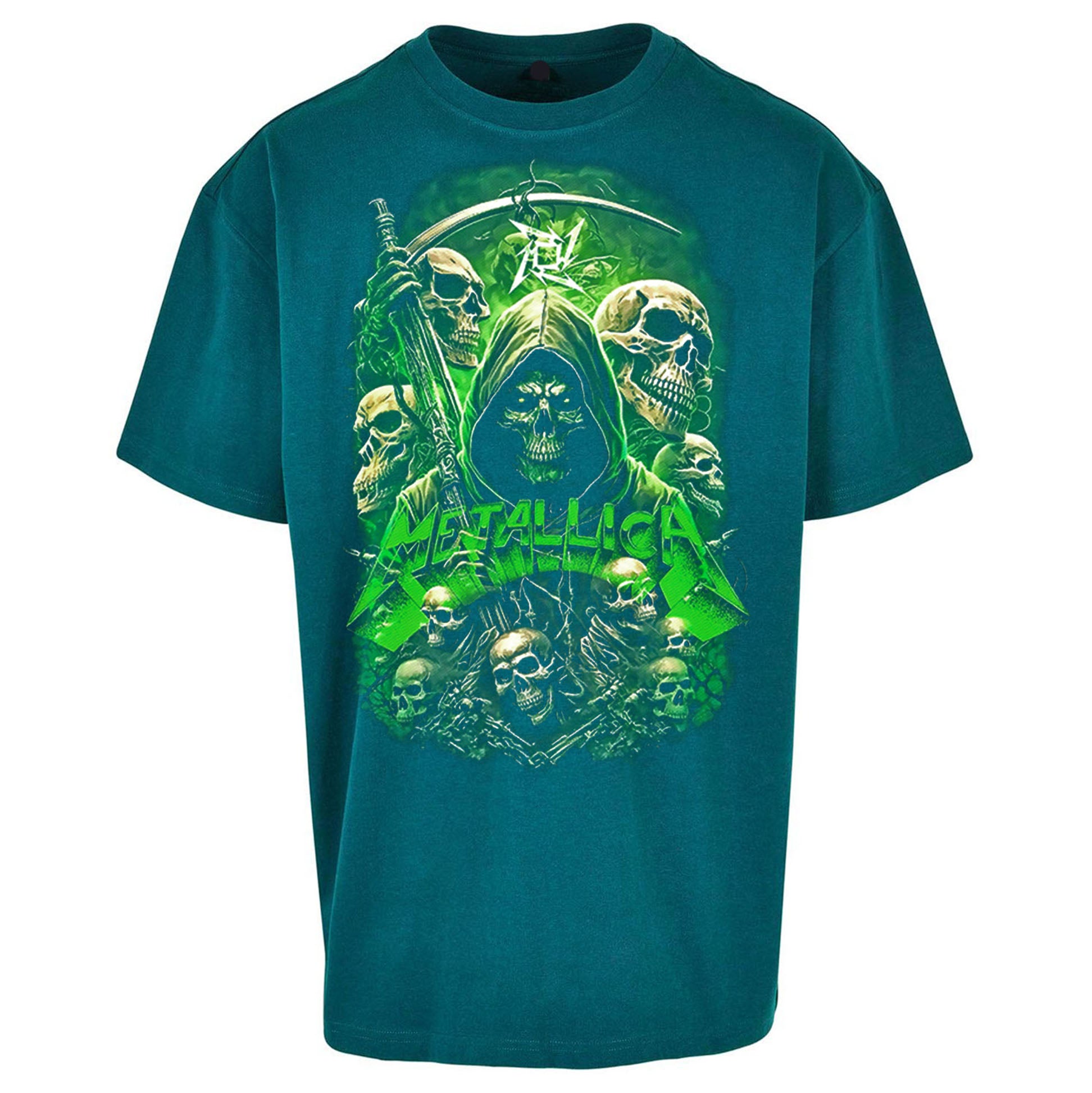 Metallica Green Skulls Oversized T Shirt
