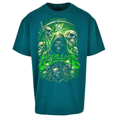 Metallica Green Skulls Oversized T Shirt